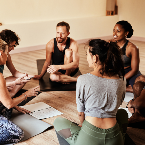 people gathered for yoga